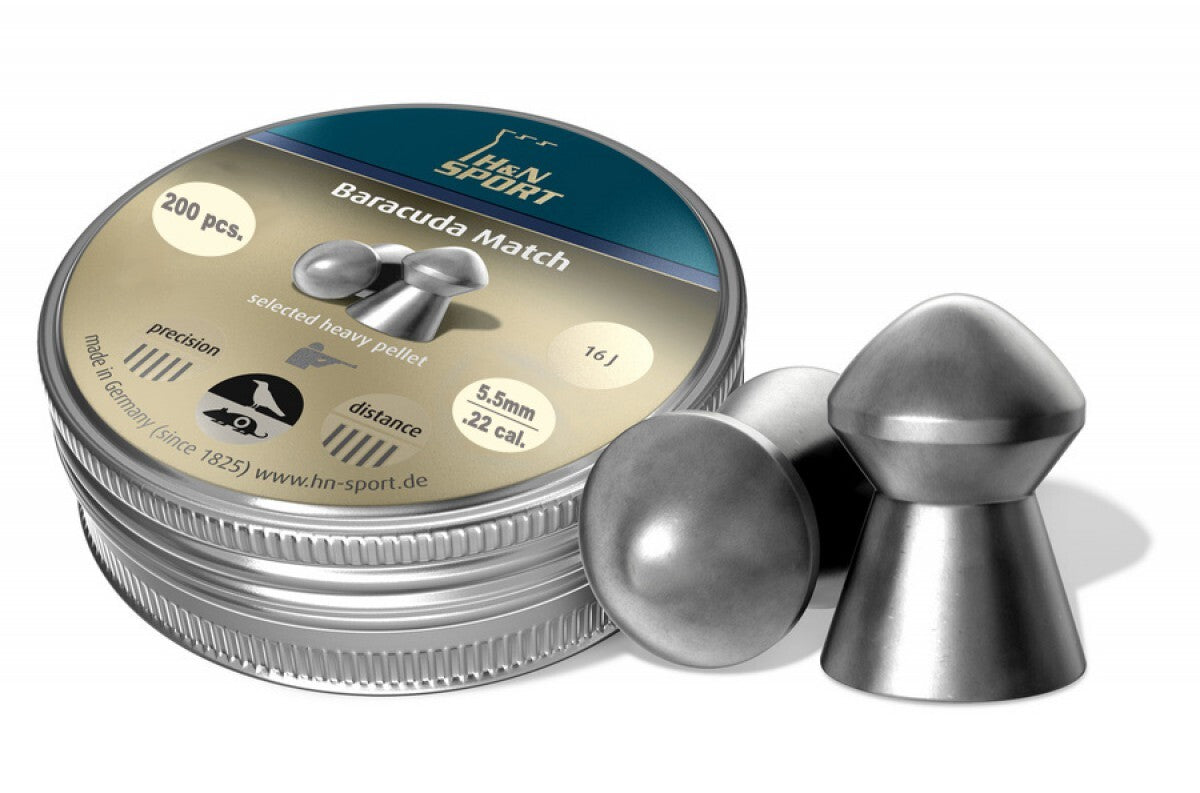 5.5mm H&amp;N Baracuda Match Pellets, Compressed Air Plinking, CO2 Pellets
